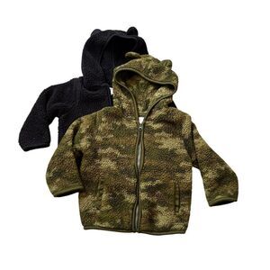 Lot of 2 Teddy Fleece Jacket Hoodies 18M